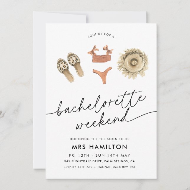 Bachelorette Party Weekend Beach Summer Itinerary Invitation (Front)
