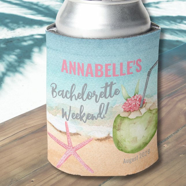 Bachelorette Party Weekend Cute Beach Can Cooler (Cute Beach Bachelorette Party Weekend Cocktail Can Cooler )