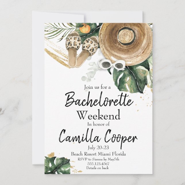 Bachelorette Party Weekend Getaway Itinerary Invit Invitation (Front)