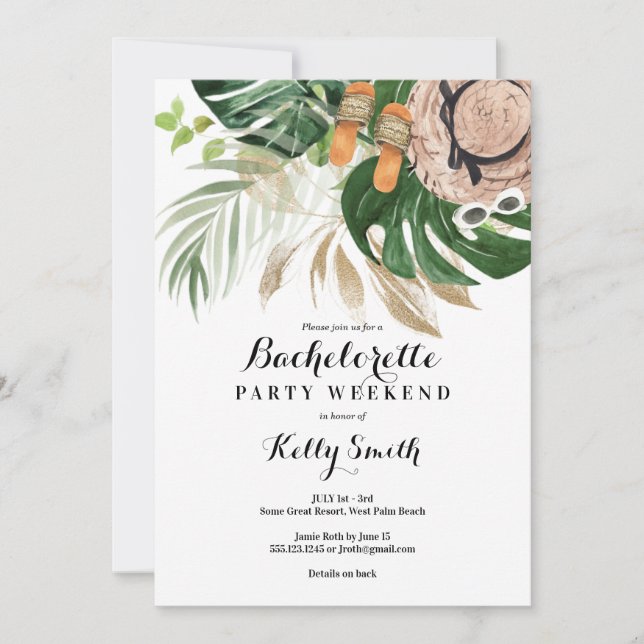 Bachelorette Party Weekend Getaway Itinerary Invitation (Front)