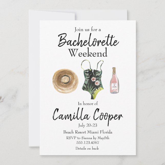 Bachelorette Party Weekend Getaway Itinerary Invitation (Front)