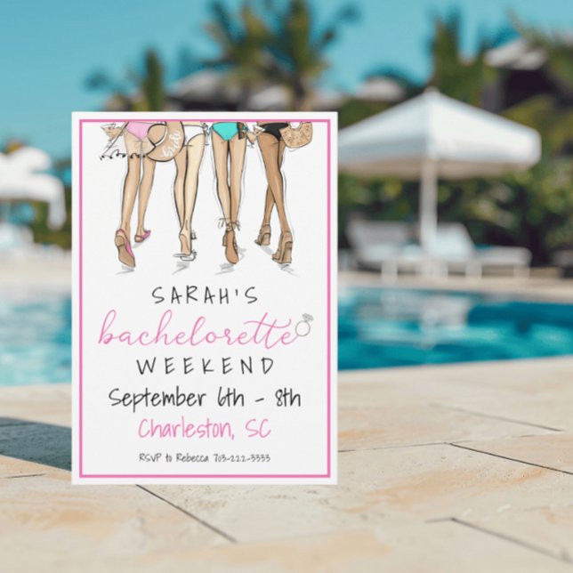 Bachelorette Party Weekend Itinerary Bikinis Ring Invitation (Creator Uploaded)