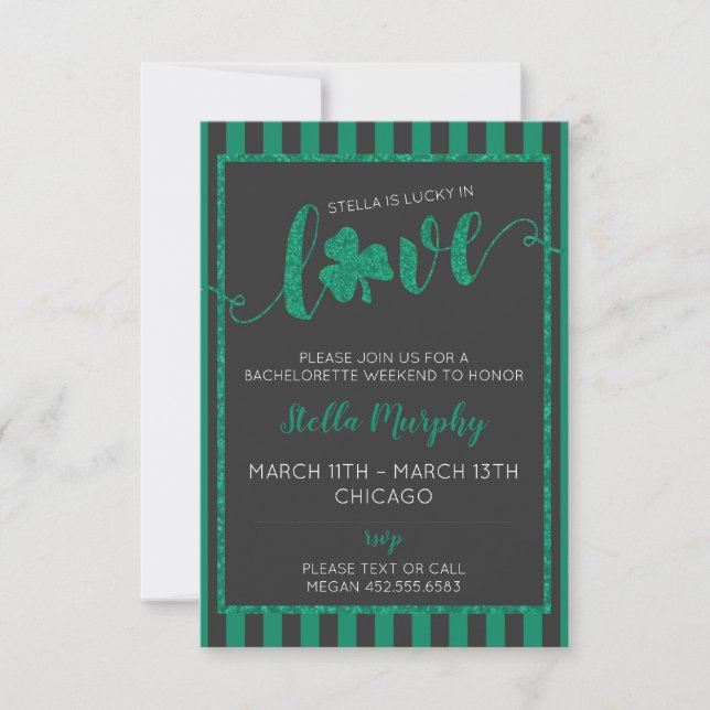 Bachelorette Party Weekend Itinerary St. Paddy's  Invitation (Front)