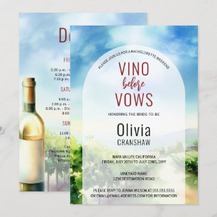 Bachelorette Party Wine Tasting Destination Invitation