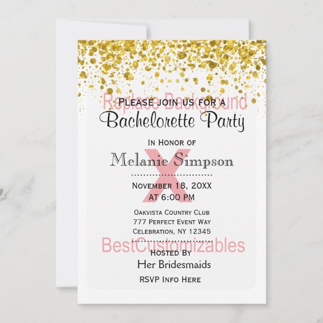 Bachelorette Party with Gold Confetti Template (Front)