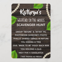 Bachelorette Party Woodsy Scavenger Hunt