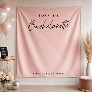 Bachelorette Peach Pink   Minimal Photo Backdrop Tapestry