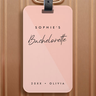 Bachelorette Peach Pink Minimalist Modern Pastel Luggage Tag