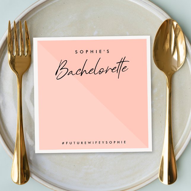 Bachelorette Peach Pink | Minimalist Modern Pastel Napkin (Creator Uploaded)