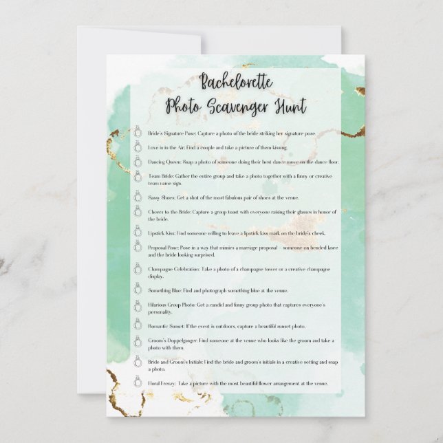 Bachelorette Photo Scavenger Hunt Invitation (Front)