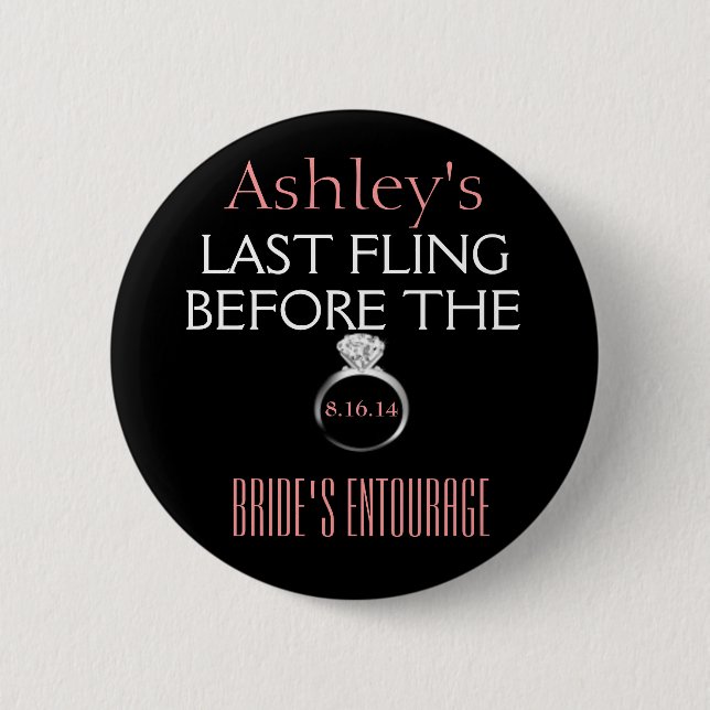 Bachelorette Pin- Brides Entourage 6 Cm Round Badge (Front)