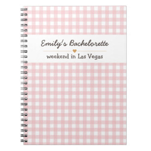 Bachelorette Pink Gingham Pattern Notebook