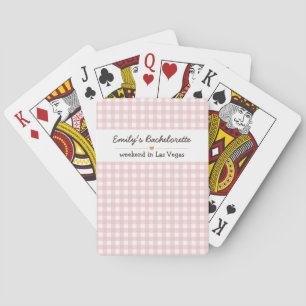 Bachelorette Pink Gingham Pattern Playing Cards