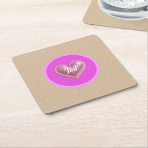 Bachelorette Pink Party Square Paper Coaster
