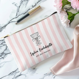 Bachelorette Pink Stripes   Personalilized Gift Accessory Pouch