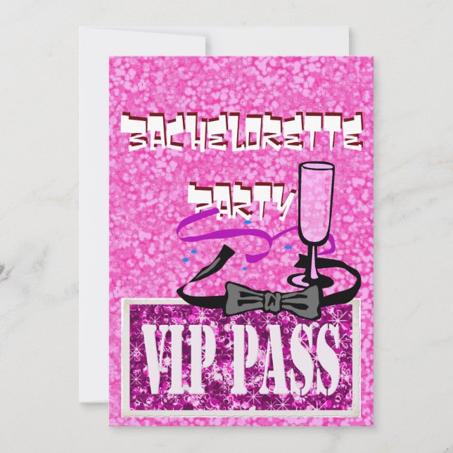 Bachelorette pink vip party invitation (Front)