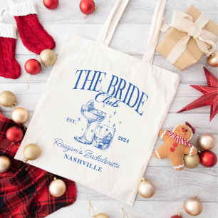Bachelorette Retro Cocktail Blue Bride Tote Bag