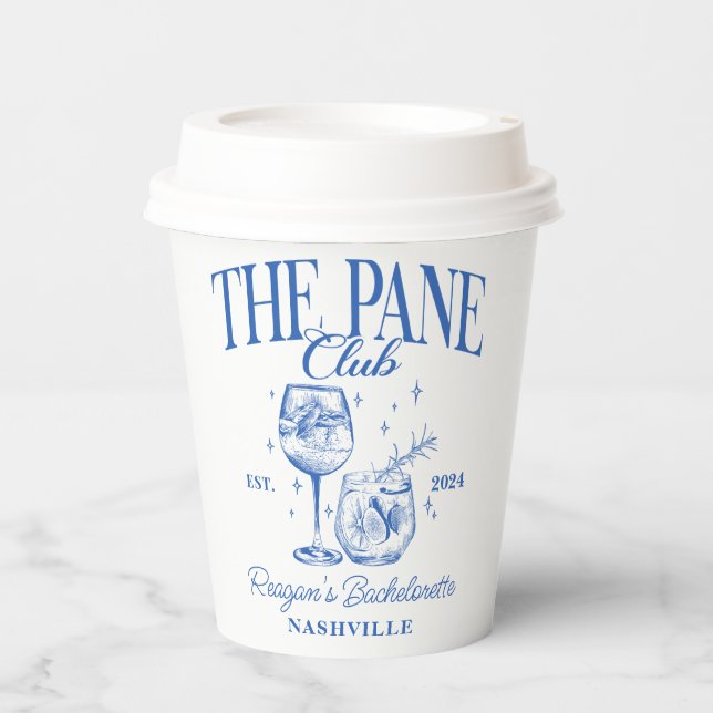 Bachelorette Retro Cocktail Blue Custom Paper Cups (Front)