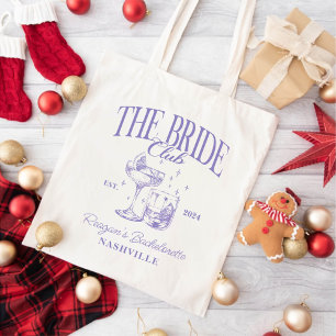 Bachelorette Retro Cocktail Purple Bride Tote Bag