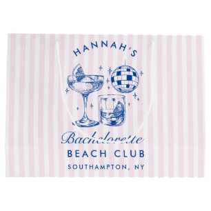 Bachelorette Retro Disco Cocktail Blue & Pink Large Gift Bag