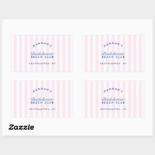 Bachelorette Retro Modern Pink & Navy Personalised Rectangular Sticker