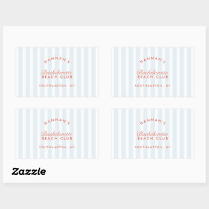 Bachelorette Retro Modern Red & Blue Personalised Rectangular Sticker