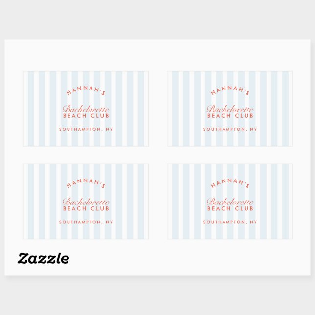Bachelorette Retro Modern Red & Blue Personalised Rectangular Sticker (Sheet)