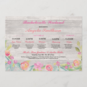 Bachelorette Rustic Bridal Shower Itinerary Coral Programme