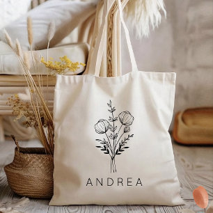 Bachelorette Rustic Wildflower Bridesmaid Name Tote Bag