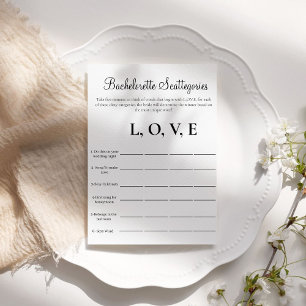 Bachelorette Scattegories bachelorette party game Invitation