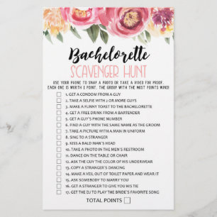 Bachelorette Scavenger Hunt Hen Party game