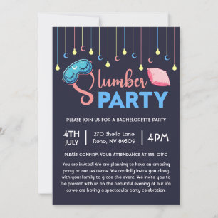 Bachelorette Sleepover Pajama Party Invitation