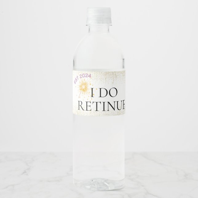 Bachelorette Spa Day Gold Glitter Pattern Water Bottle Label (Front)