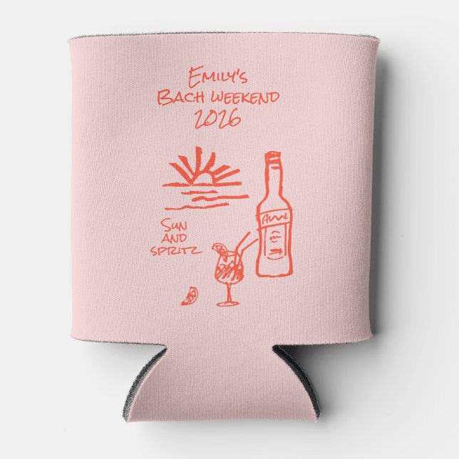 Bachelorette Sun and Spritz Invitation Can Cooler (Front)