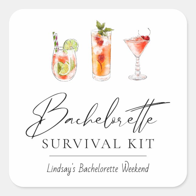 Bachelorette Survival Kit Rectangular Sticker (Front)