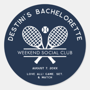 Bachelorette Tennis Country Club Party Custom Classic Round Sticker