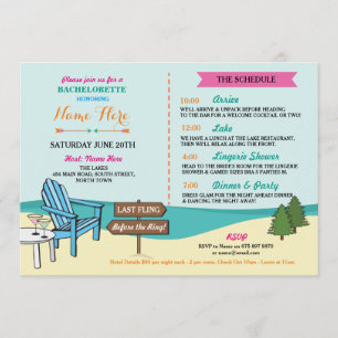 Bachelorette The Lakes Bridal Invite Itinerary