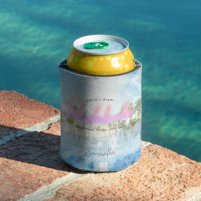 Bachelorette Tropical Palms Neon | Monogram Can Cooler (In Situ Pool)
