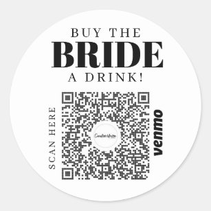 Bachelorette Venmo QR code Buy The Bride A Drink Classic Round Sticker