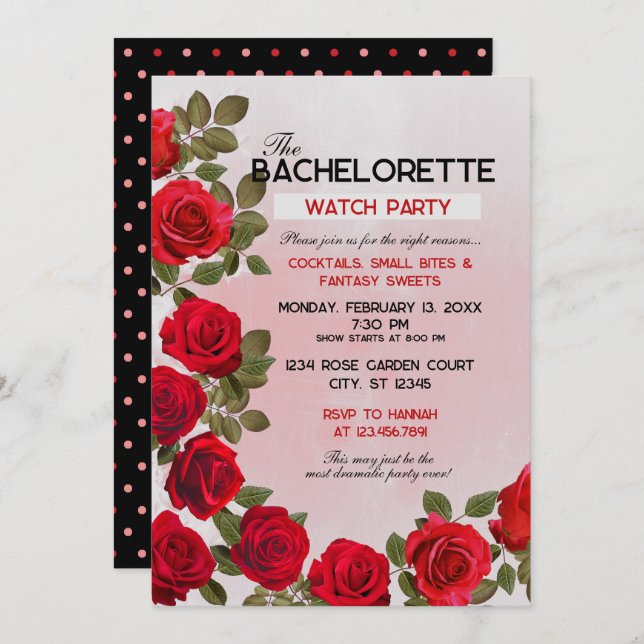 Bachelorette Watch Party Invitation, 5" x 7"  Invitation (Front/Back)