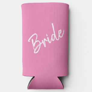 Bachelorette/Wedding - Pink & White - Bride - Seltzer Can Cooler