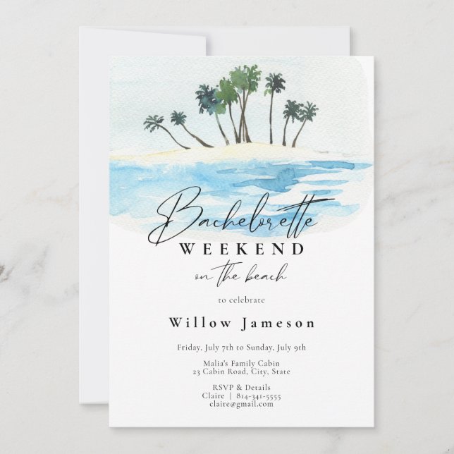 Bachelorette Weekend at the Beach Invitation (Front)