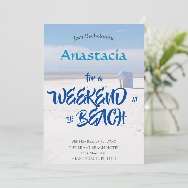 Bachelorette Weekend at the beach personalised Inv Invitation (Standing Front)