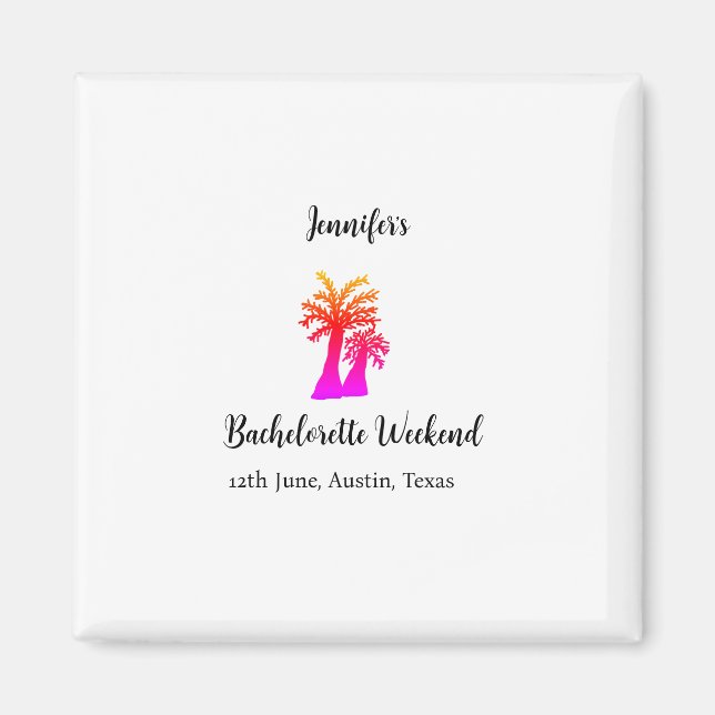Bachelorette weekend coconut tree club add name  magnet (Front)