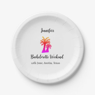 Bachelorette weekend coconut tree club add name  paper plate