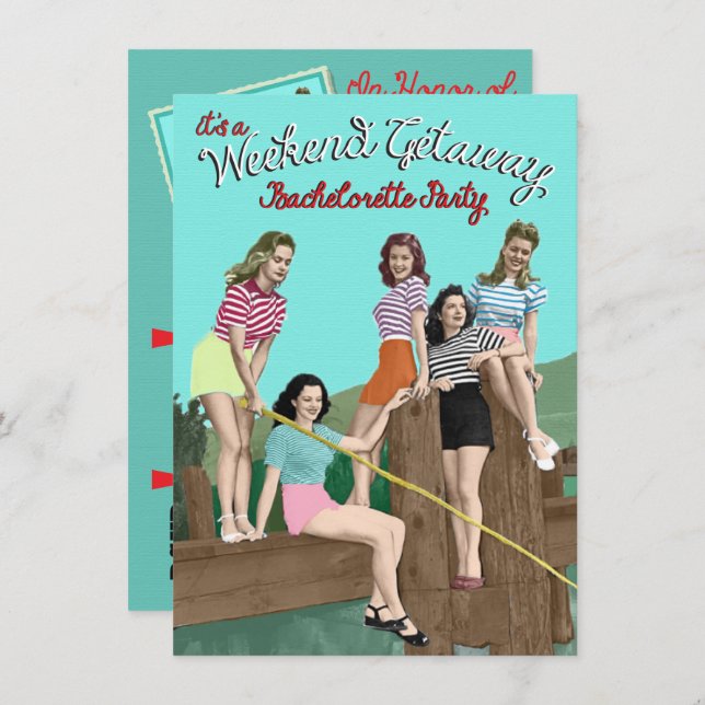 Bachelorette Weekend Getaway Party Invitations (Front/Back)