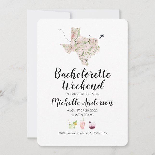 Bachelorette Weekend in Austin Texas Invitation (Front)