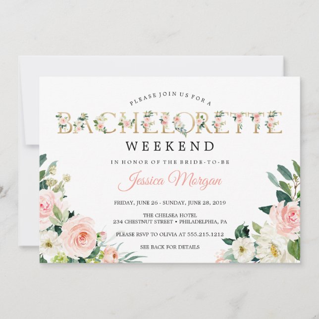 Bachelorette Weekend Itinerary Airy Blush Invitation (Front)
