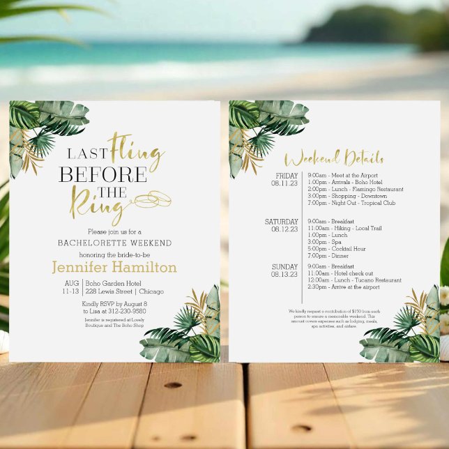 Bachelorette Weekend Itinerary Budget Invitation (Creator Uploaded)