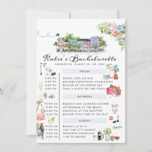 Bachelorette Weekend Itinerary   Charleston, SC  Invitation